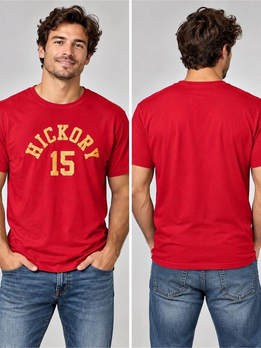 Super 70s Sports Hickory Basketball Tee Red & Yellow XL